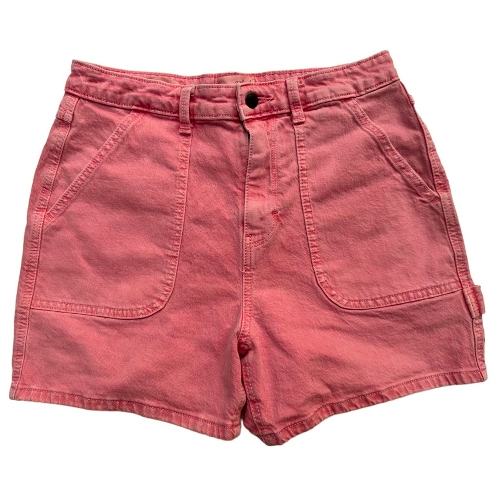 Universal Thread Highest Rise Midi High Waist Acid Wash Denim Carpenter Shorts 6